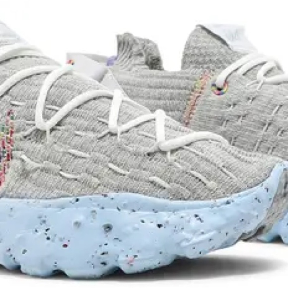 2021 Nike Soace Hippie Photon Dust 
Men’s Gray Sneakers with Blue Soles